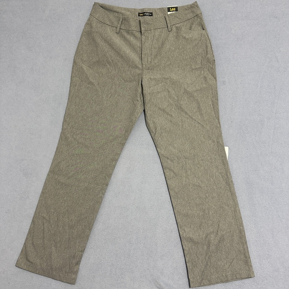 Lee Relaxed Fit‎ Straight Leg Mid Rise Pants Ash Heather Womens Size 12 Short
